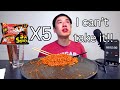 MOST EXTREME Spicy Challenge Eating 5 Servings Of Buldak 3X Spicy Fire Noodles