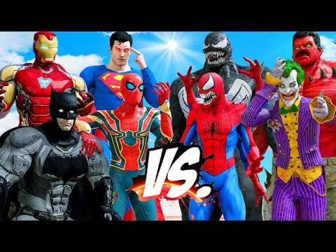 TEAM SUPERHEROES VS TEAM SUPERVILLAINS | BATTLE SCENE