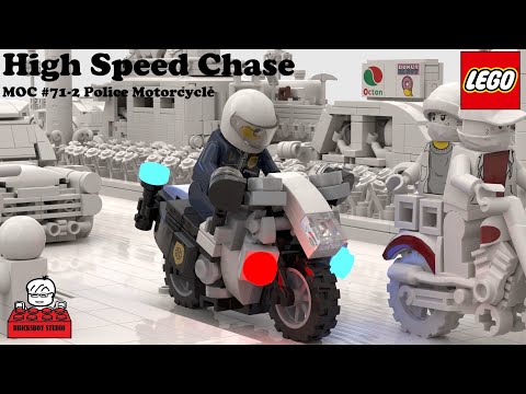 LEGO High Speed Chase Stop Motion, MOC #71-2 Police Motorcycle #3 (Building Instruction Included)
