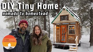 Couple Built $25k Tiny House then Nomadic for Yrs - now Homesteading!