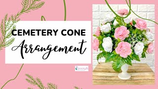 Cemetery Cone Arrangement | Cemetery Flowers | Pink Grave Decorations | Artificial Floral Design