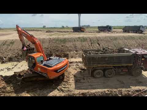 Liebherr 974 Excavator Loading Mercedes MAN Trucks