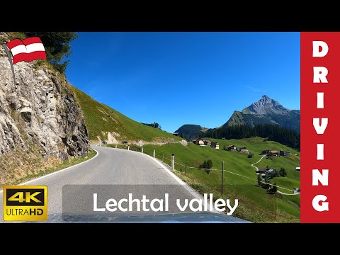 Driving in Austria 23: Lechtal valley (From Lech to Steeg) 4K 60fps