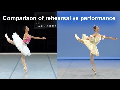 Ballet comparison: Jingyi Xu's Dulcinea variation, rehearsal and performance