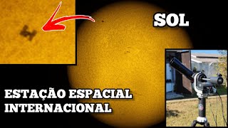 Filmei a Estação Espacial Internacional em trânsito na frente do Sol 