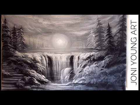 ACRYLIC PAINTING TUTORIAL/ ONE BRUSH!! Black & White...