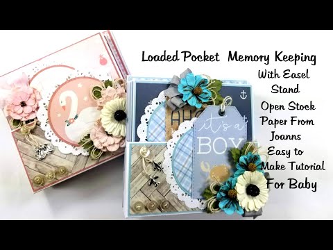 Baby Mini Album Loaded Pockets Easel Display Tutorial Polly's Paper Studio Open Stock Paper Joanns