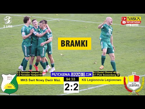 tv.nsk.pl [var bramki] MKS Świt Nowy Dwór Maz. - KS Legionovia Legionowo 2:2 (0:1) 2022-10-29 g. 14