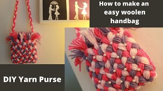 How to make a purse using yarn or wool | DIY handbag | Easy sling bag for girls | Stitching craft