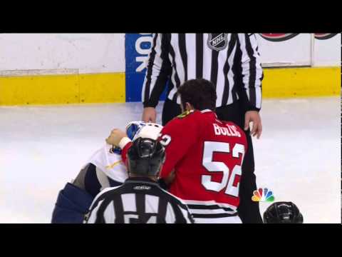 Ryan Reaves vs Brandon Bollig fight St. Louis Blues vs Chicago Blackhawks 4/6/14 NHL Hockey.