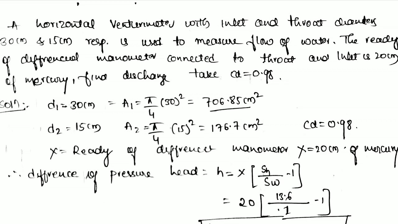 FM-Module-3 Venturimeter Numericals by Prof. Manish Nayak