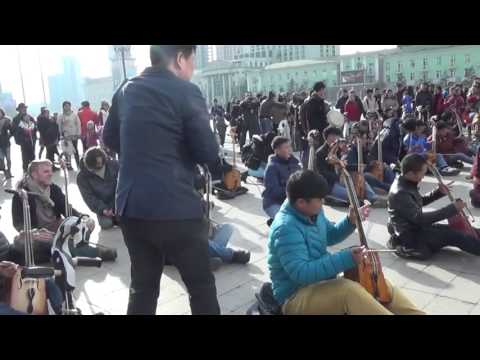 Morin Khuur Flashmob at Chinggis square Ulaanbaatar Mongolia