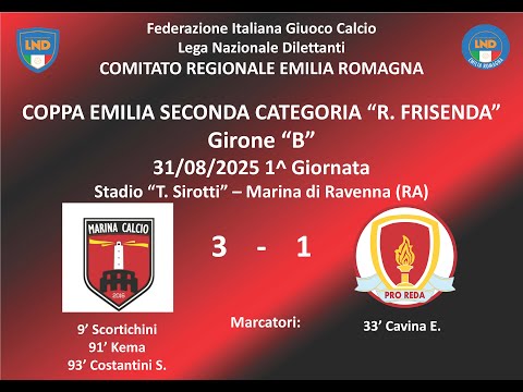 31/08/25 – Coppa Emilia RA Gir.B 1^ Giornata - MARINA CALCIO - PRO LOCO REDA 3-1 SINTESI