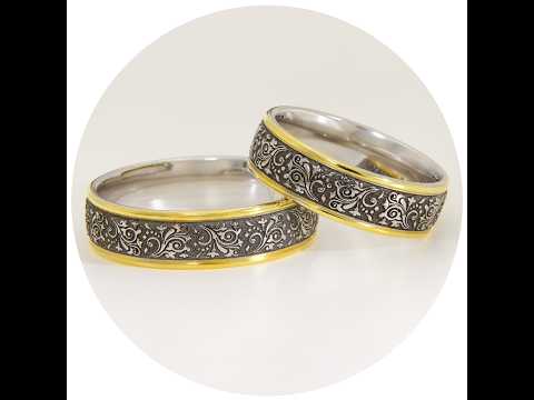 Verighete Cuplu Aur 14 k Rhodiu - Design Vegetal | Jerusalem