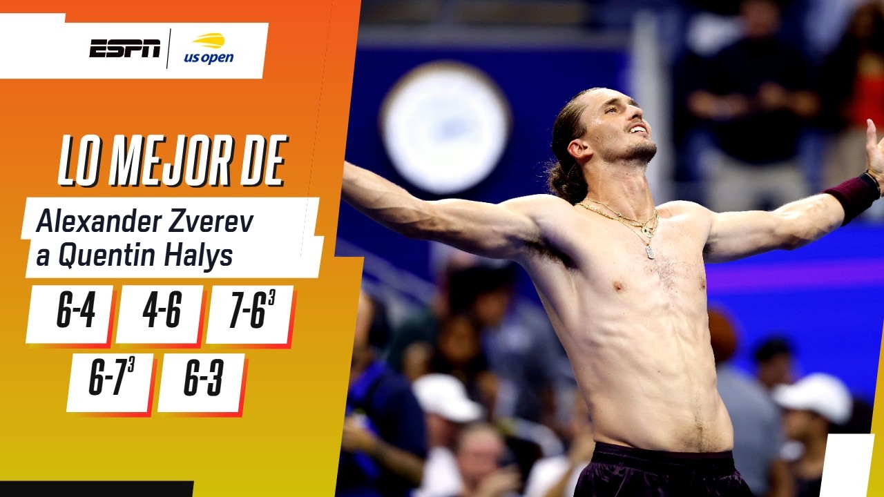 ZVEREV SUFRIÓ PERO AVANZÓ A TERCERA RONDA DEL US OPEN | Halys 4-6 6-4 6-7 7-6 3-6 Zverev | RESUMEN