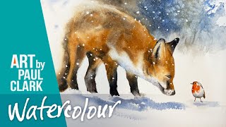 How to Paint a Fox and Robin in the Snow in Watercolour