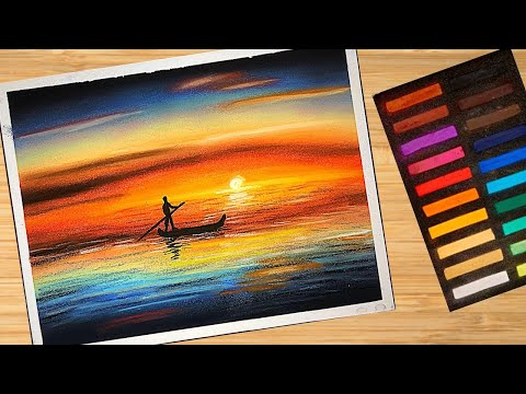Easy sunset drawing for beginners with soft pastels | Soft pastel tutorial
