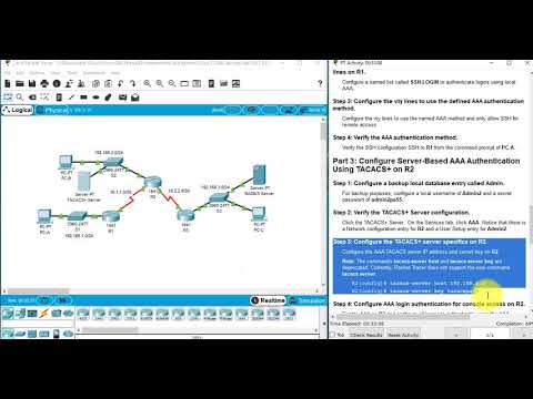 3.6.1.2 Packet Tracer - Configure AAA Authentication on Cisco Routers