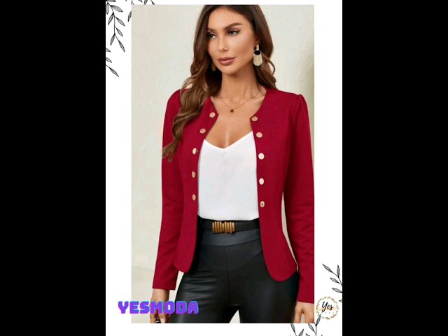 Vídeo relacionado con YesFashion Tweed Blazer Chaqueta corta de mujer de manga larga con cuello redondo de tweed chaqueta de punto con botones, albaricoque, L