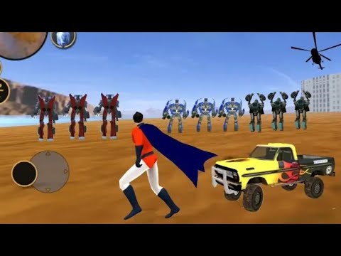 Vegas Crime Simulator - (Superhero Vs Car Robots Fight)SuperHero destroyed car robots by eye laser
