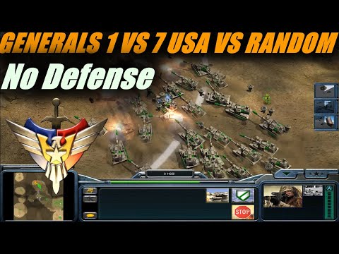 C&C Generals _1 VS 7 Brutal Armies No Defense  1 USA vs 7 RANDOM ( Twilight Flame )