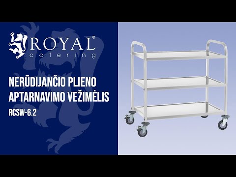 vaizdo įrašas - Nerūdijančio plieno aptarnavimo vežimėlis - 3 loveliai - iki 500 kg - 2 stabdžiai