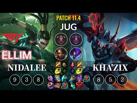 T1 Ellim Nidalee vs Kha'Zix Jungle - KR Patch 11.4