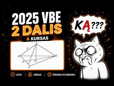 2025 Matematikos VBE 2 dalis (A kursas) – Pilnas Sprendimas | Lėtai ir Aiškiai