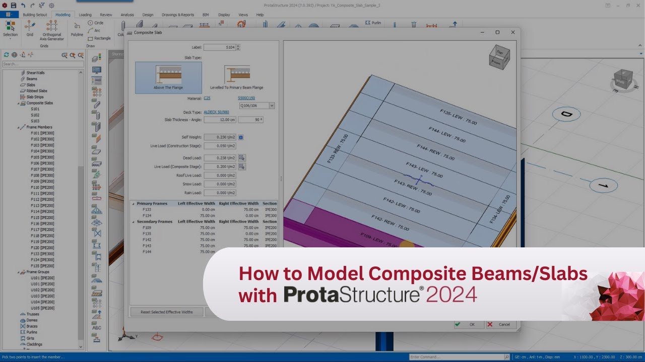 How to Model Composite Beams/Slabs with ProtaStructure Suite 2024 (Part-1)
