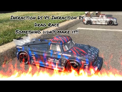 Arrma Infraction 6s vs 8s Drag Race 💨🔥💨🔥💨🔥💨🔥💨🔥