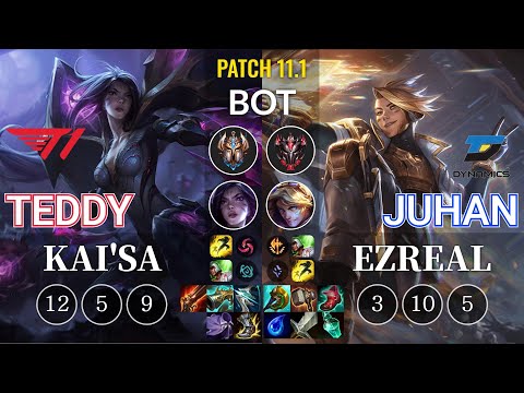 T1 Teddy Kai'Sa vs DYN Juhan Ezreal Bot - KR Patch 11.1