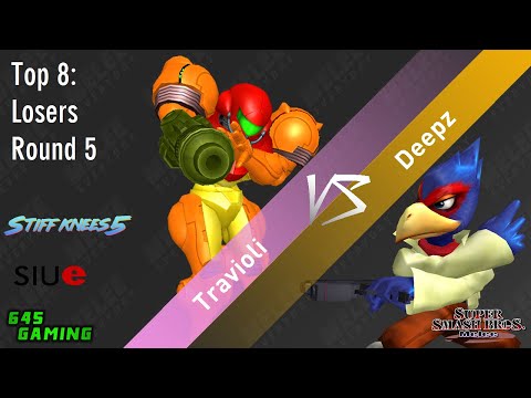 Stiff Knees 5 - Travioli (Samus) vs. Deepz (Falco) - SSBM - Top 8 - Losers Round 5