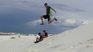 4K Flying & Sledding At White Sands NM. Fun Nature Travel.