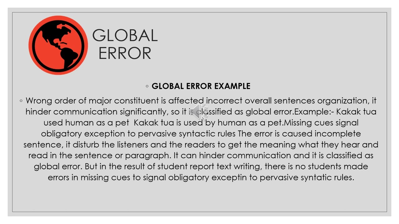 ERROR ANALYSIS - GLOBAL AND LOCAL ERRORS