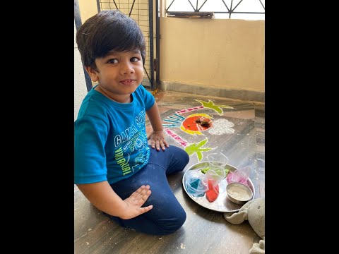 Bhogi special 2022/ Bhogi festival in India/Rangoli Drawing &colors/California kid/This is Jiyaan
