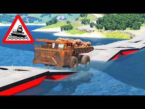 Beamng.drive - Cars Barge Bridge Crossing