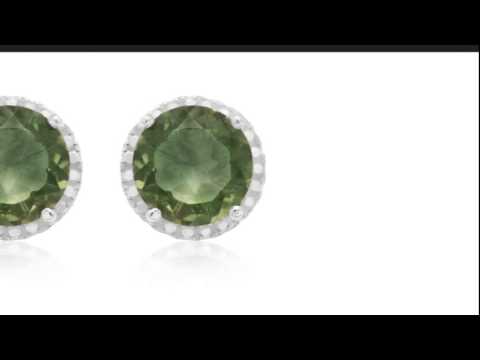 7 Carat Green Amethyst and CZ Halo Stud Earrings In Sterling Silver - SuperJeweler.com