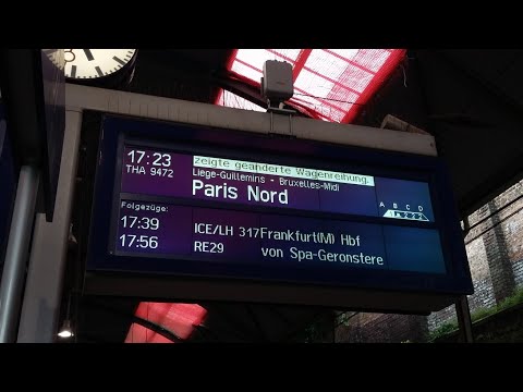 Platform announcements (metal signs) Aachen Central Station