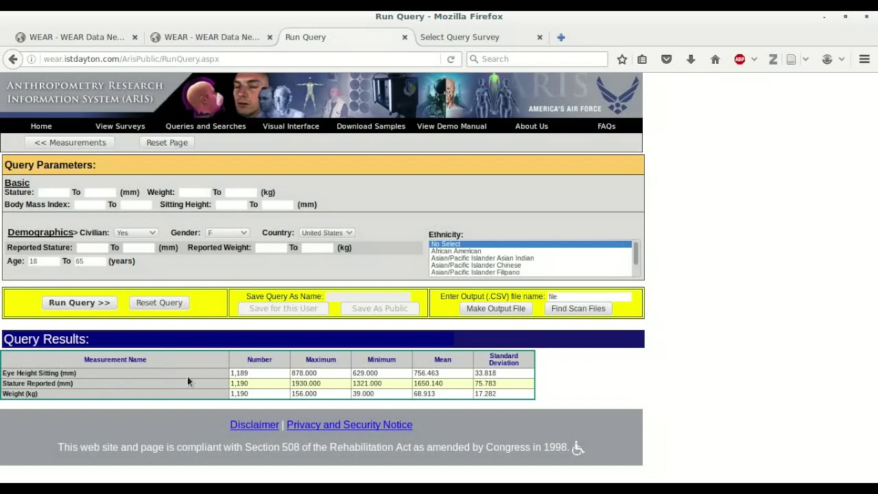 Library for Anthropometry 3D Scans - Human Factors