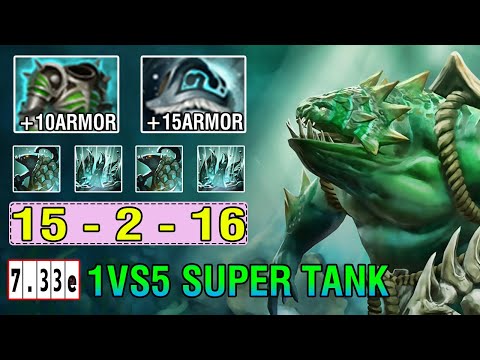 WTF Build [Tidehunter] Offlane Full Armor AC + Shiva's Guard Can't Kill Raid Boss Dota2 7.33E