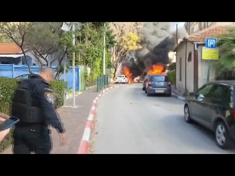 Video Thumbnail: Emergency services respond to fire in central Israel after Iranian missile attack