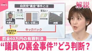 【解説】自民党“裏金”事件  元参院議員の大野泰正被告に罰金60万円の有罪判決  一部無罪  判断の分かれ目は？