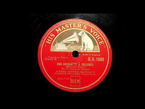 1947 PIERRE BERNAC and FRANCIS POULENC - Don Quichotte A Dulcinee, Part 1 & 2 HMV 10" DA1869