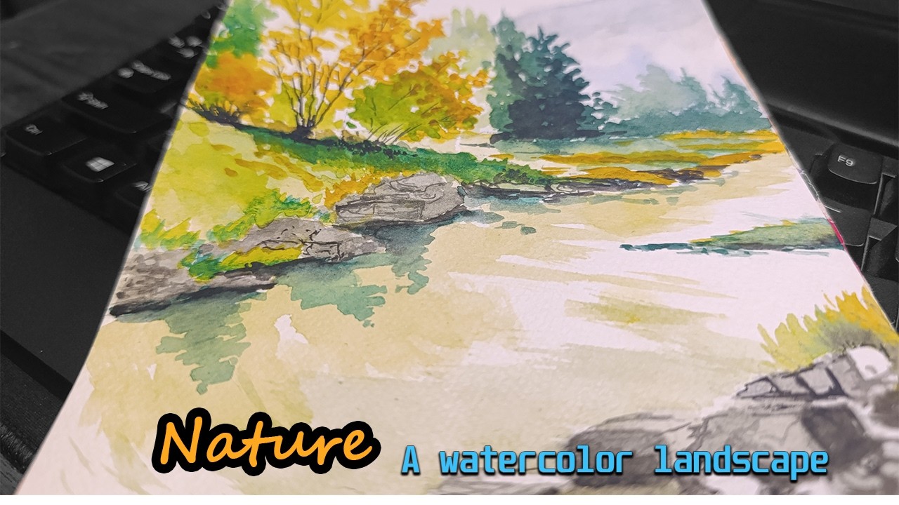 Easy Watercolor Landscape Tutorial | Peaceful Stream and Trees
