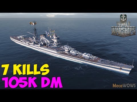 World of WarShips | Mogami | 7 KILLS | 105K Damage - Replay Gameplay 4K 60 fps