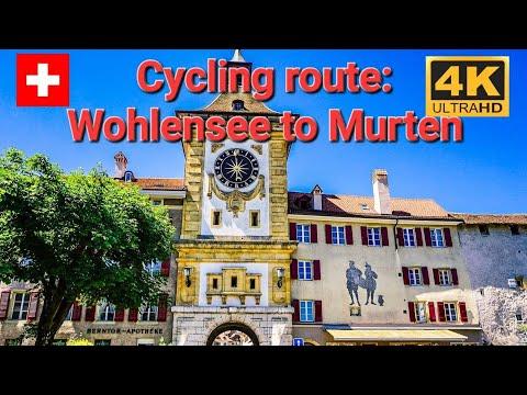 Switzerland 4k: Cycling route from Wohlensee to Murten. Perfect background for indoor Cycling.