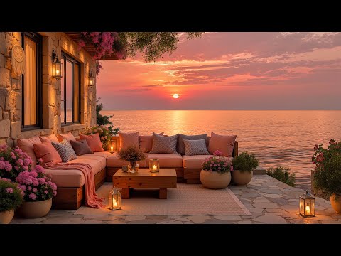 Enjoy Sunset Jazz At A Luxurious Seaside Villa | Gentle Jazz In A Romantic, Peaceful Setting