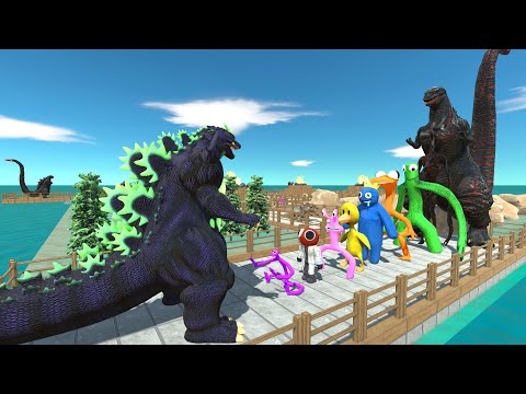 Super Godzilla vs Rainbow Friends PYRAMID DEATH RUN - Animal Revolt Battle Simulator