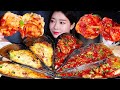 ASMR SPICY BRAISED GIANT PEN SHELLS CHEESY PEN SHELLS HUGE MUSSELS SCALLOP PARTY MUKBANG