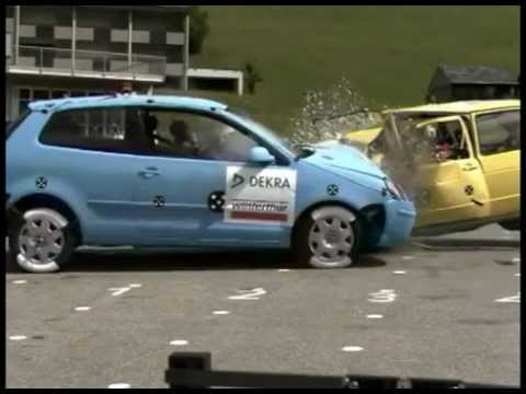 Volkwagen Polo (9N) Vs. Volkwagen Golf (MkI) Frontal Offset Impact (DEKRA Crash Test)